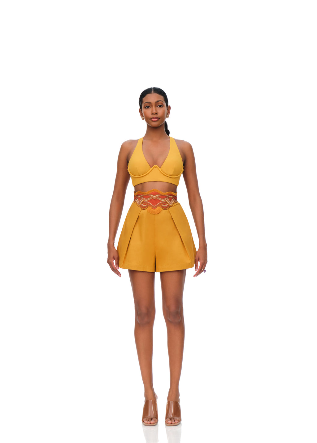 ANDREA IYAMAH OLLA SHORTS MUSTARD Andrea Iyamah