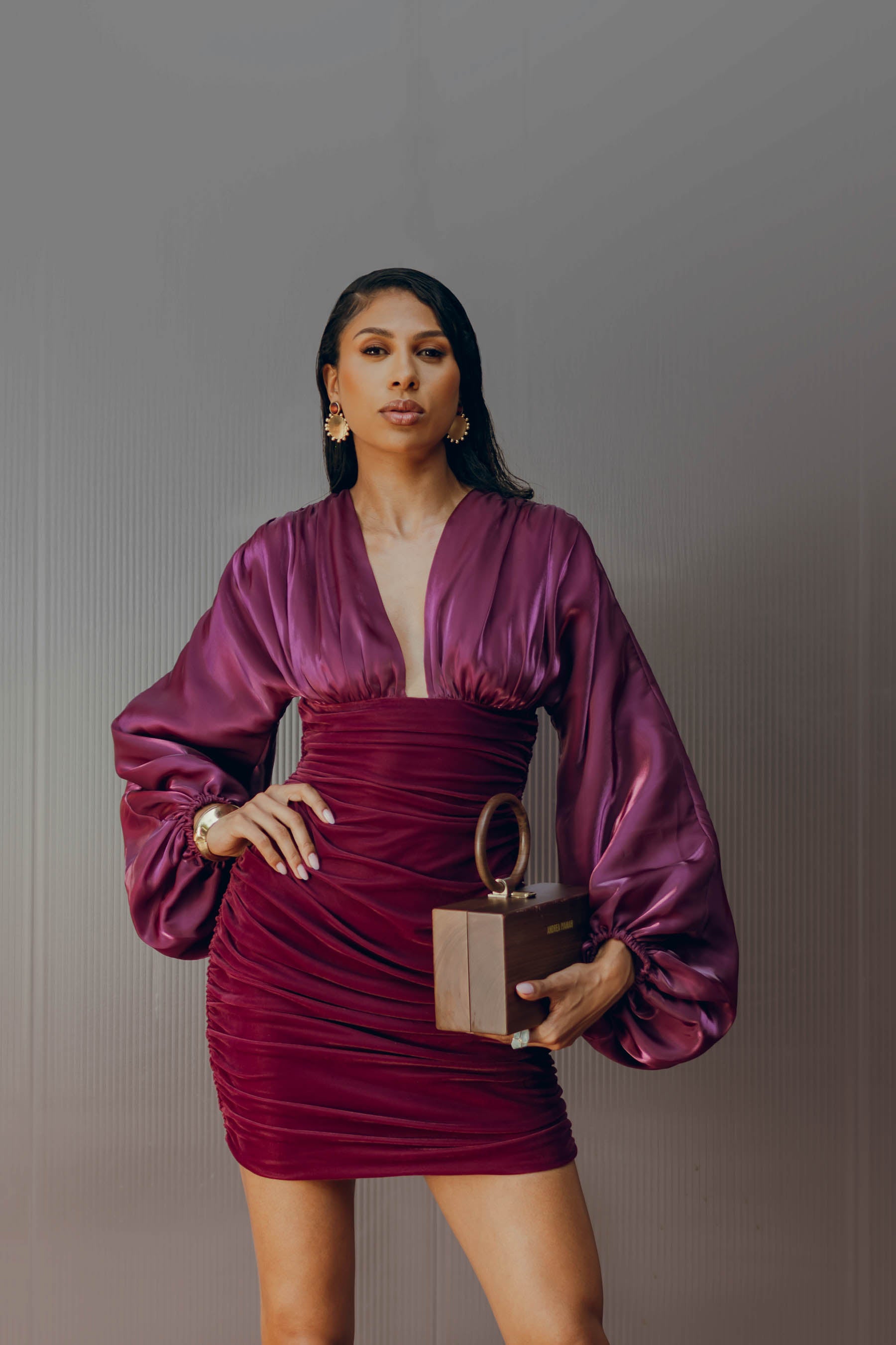 ANIDA MINI DRESS - MAROON