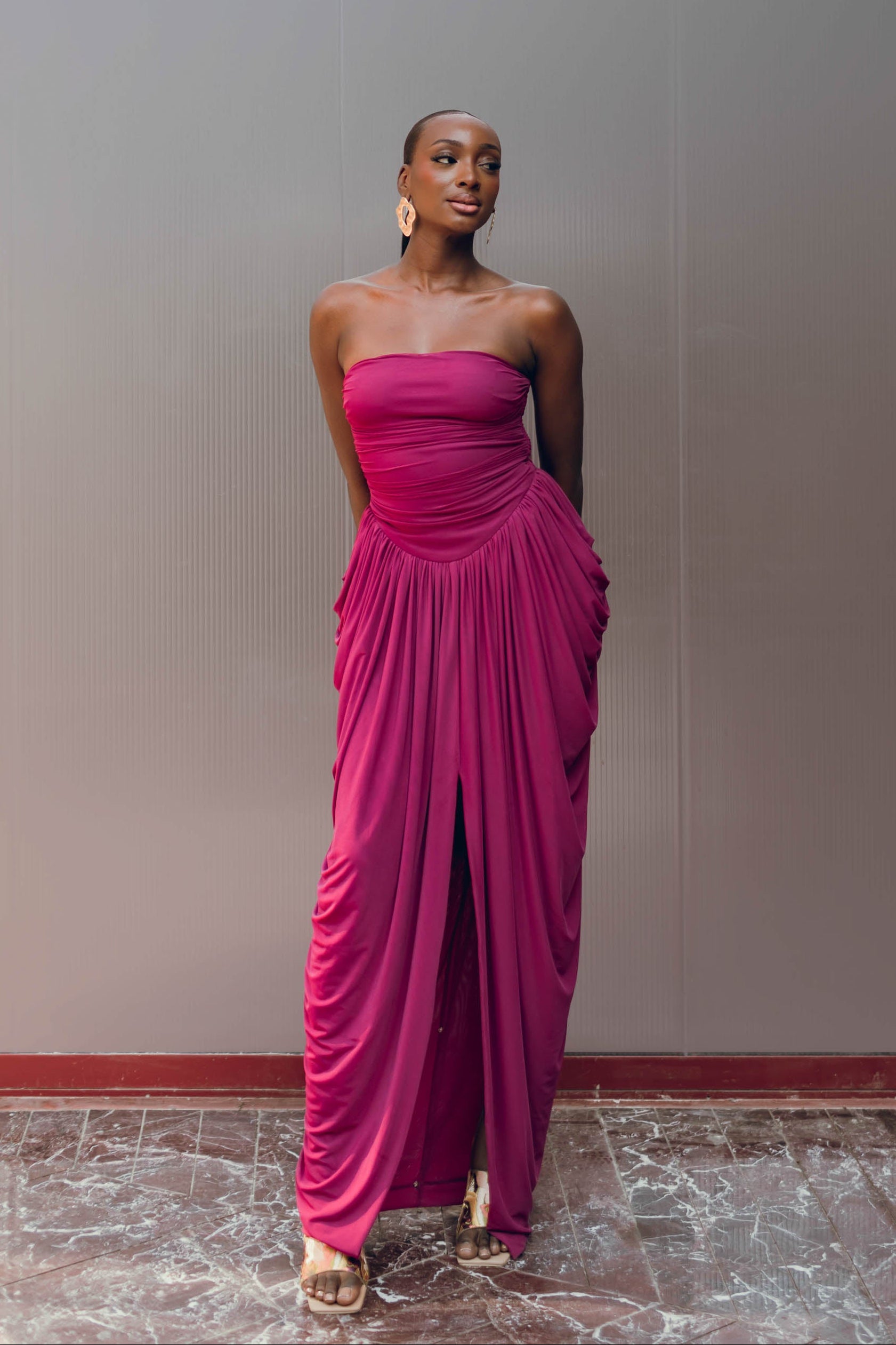 KATU MESH DRESS - PLUM