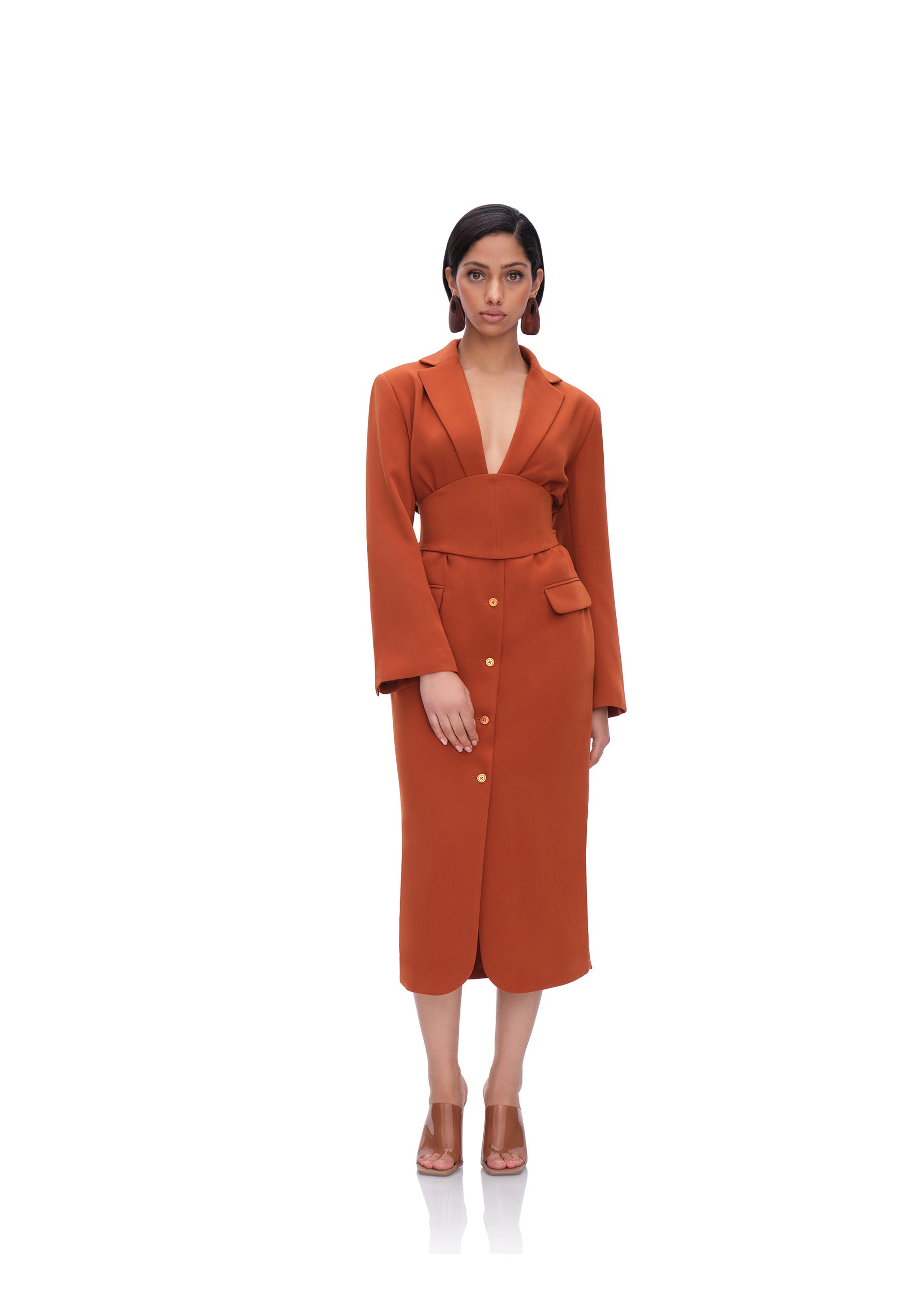 ZIA CORSET BLAZER DRESS - PUMPKIN