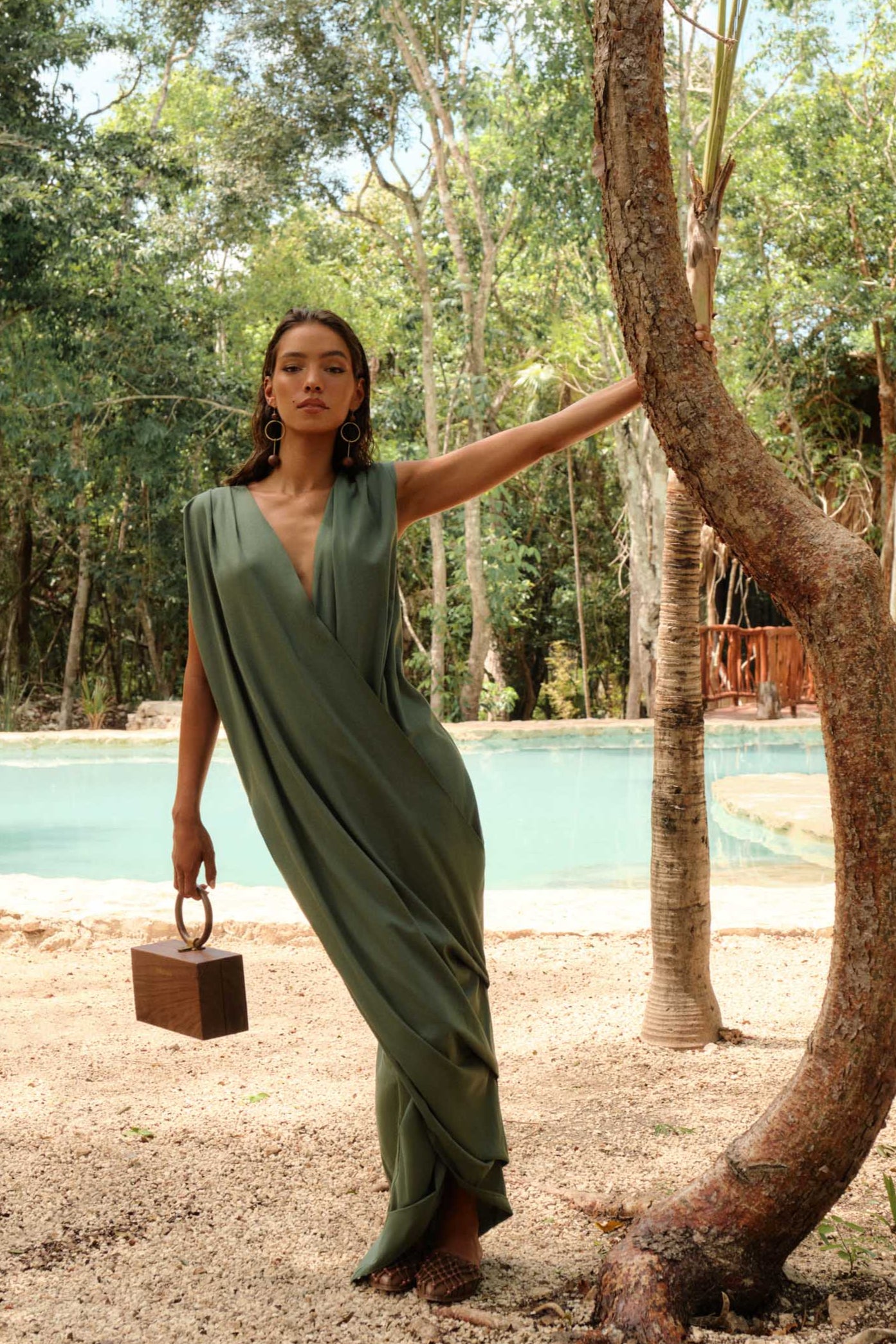 SAYO KAFTAN DRESS - FOREST