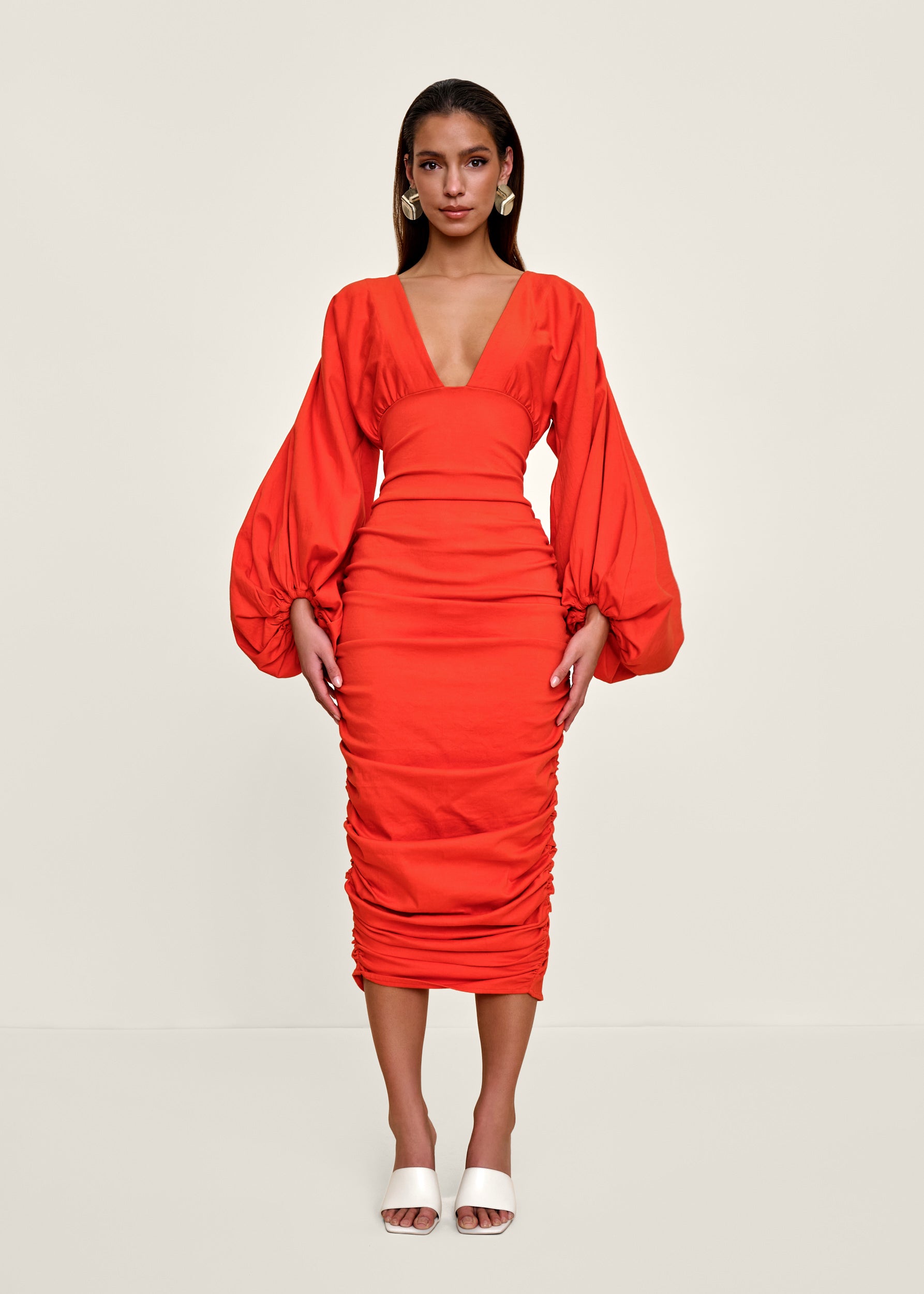 ANIDA DRESS - RED CORAL