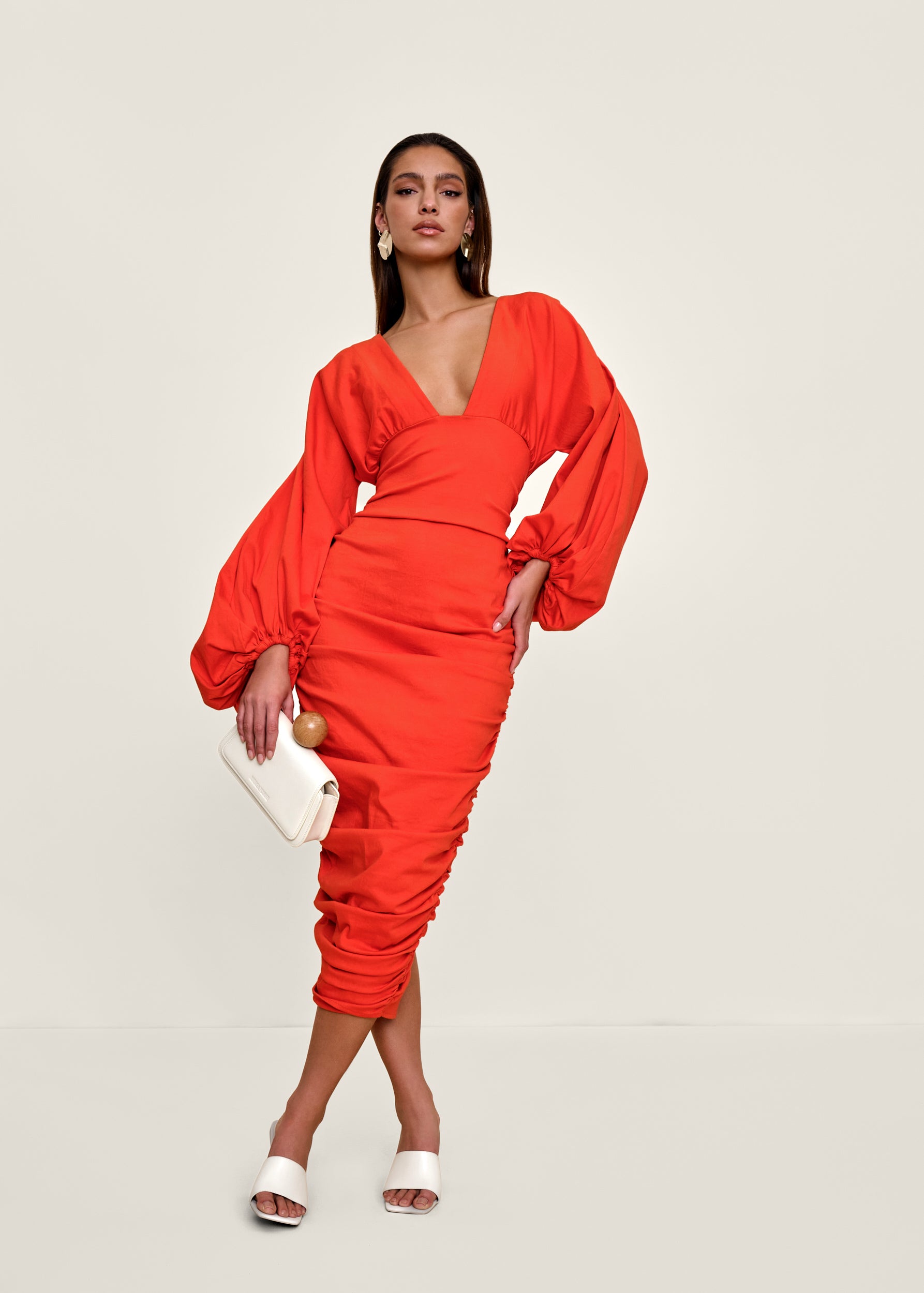 ANIDA DRESS - RED CORAL