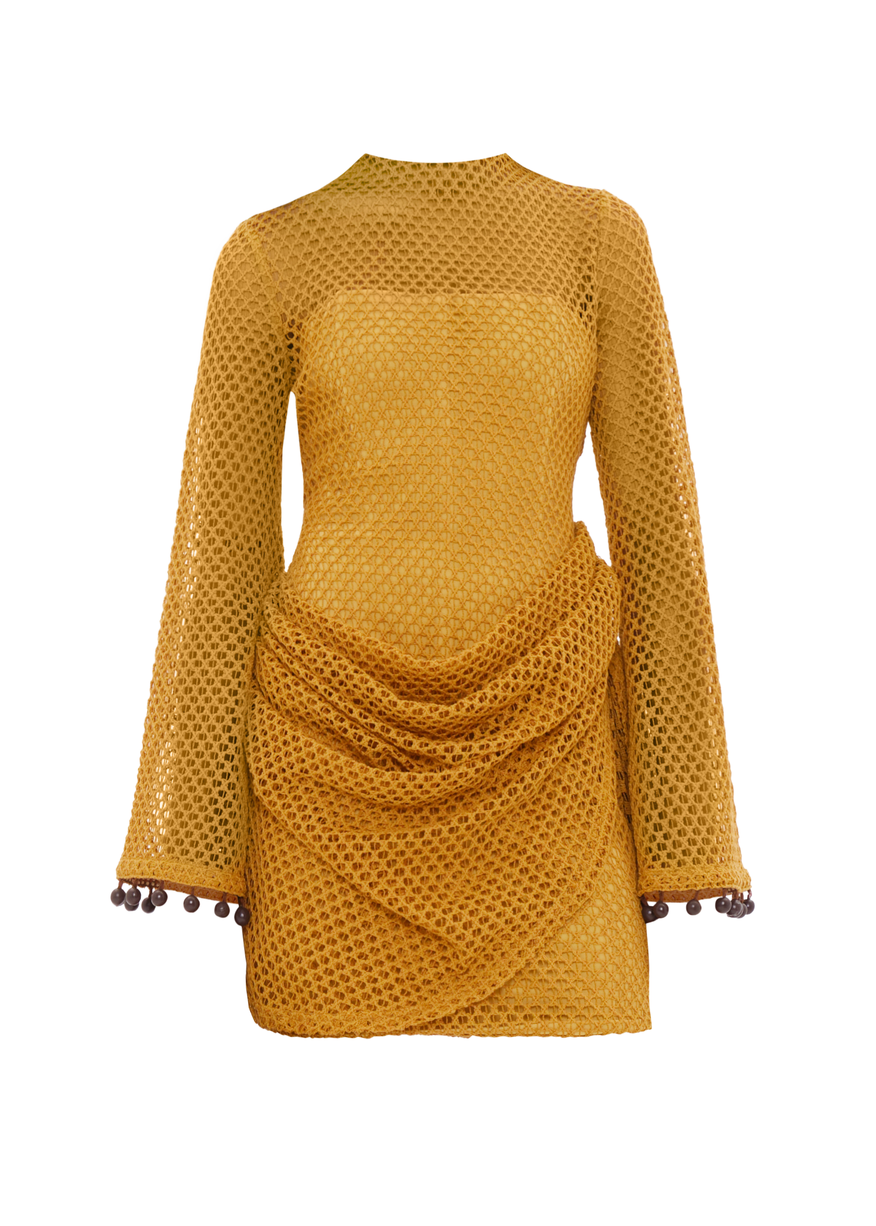 ANDREA IYAMAH EGU CROCHET DRESS - MUSTARD ANDREA IYAMAH EGU CROCHET DRESS - MUSTARD