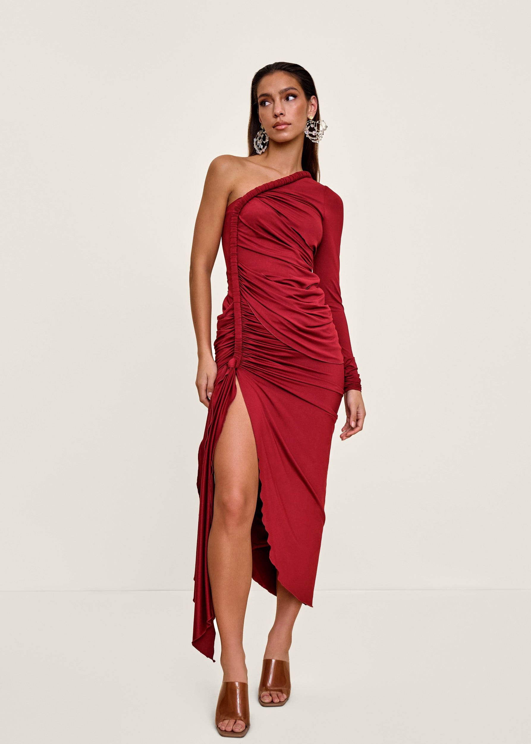 TURI DRESS - BURGUNDY