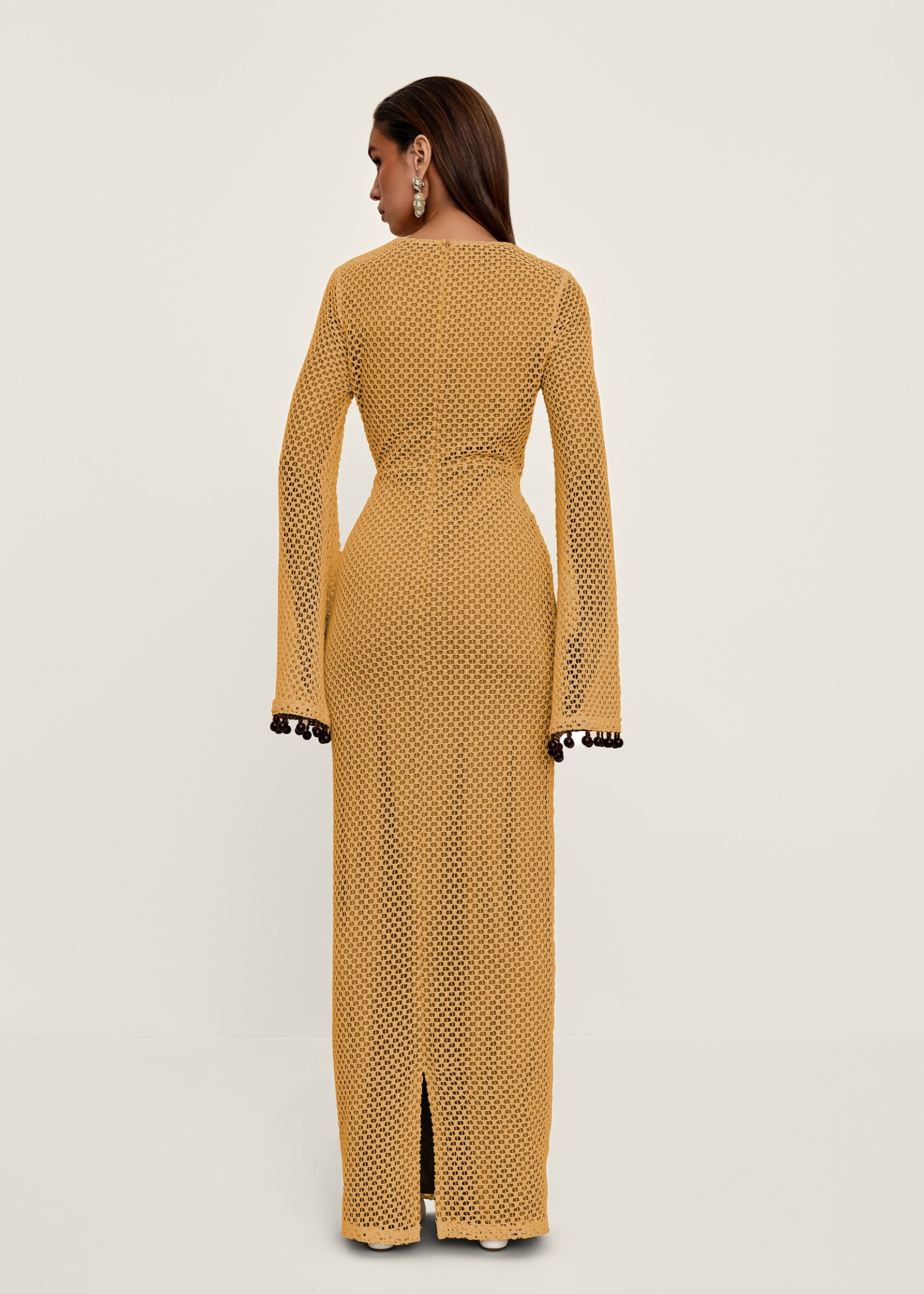 TERI CROCHET DRESS - MUSTARD