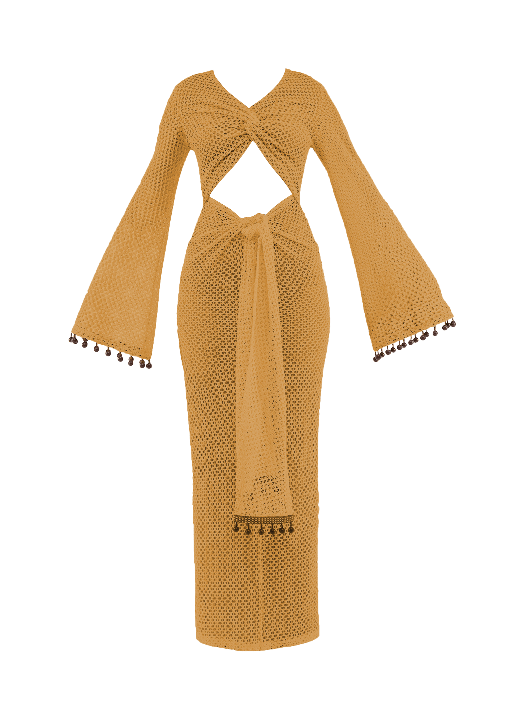 TERI CROCHET DRESS - MUSTARD