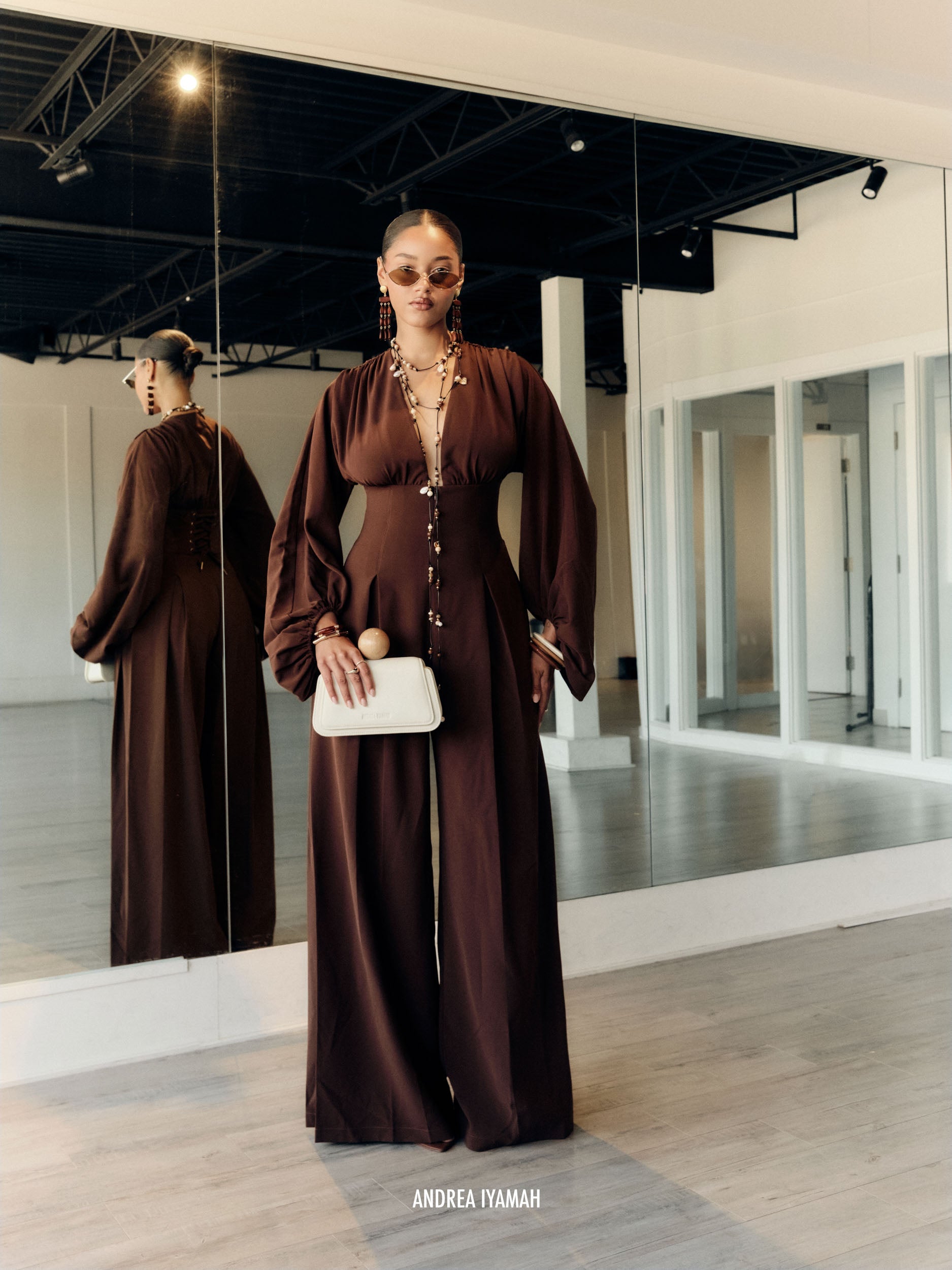 ANDREA IYAMAH ZERRA JUMPSUIT - COFFEE