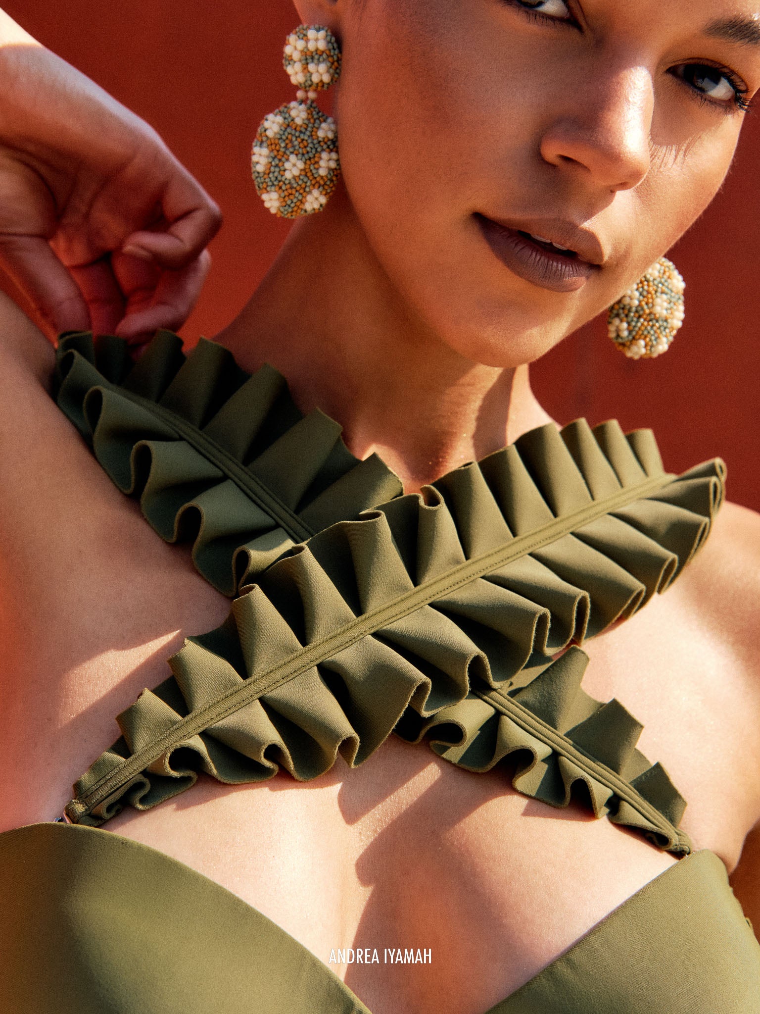 ANDREA IYAMAH KUJI ONE PIECE SWIMSUIT - OLIVE GREEN