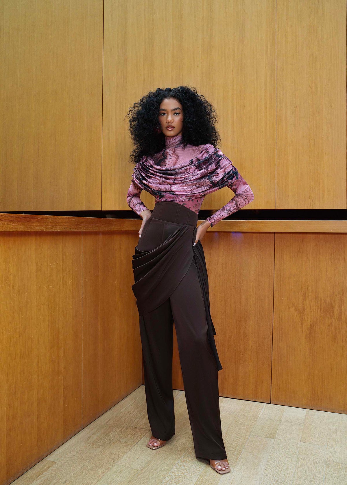 LOTI DRAPE PANTS-COCOA